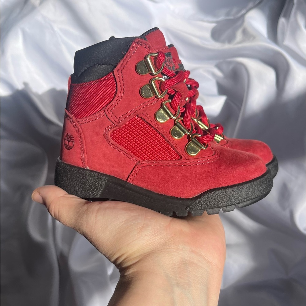 BRAND NEW! 7c Timberland Kids Red Boots extra laces